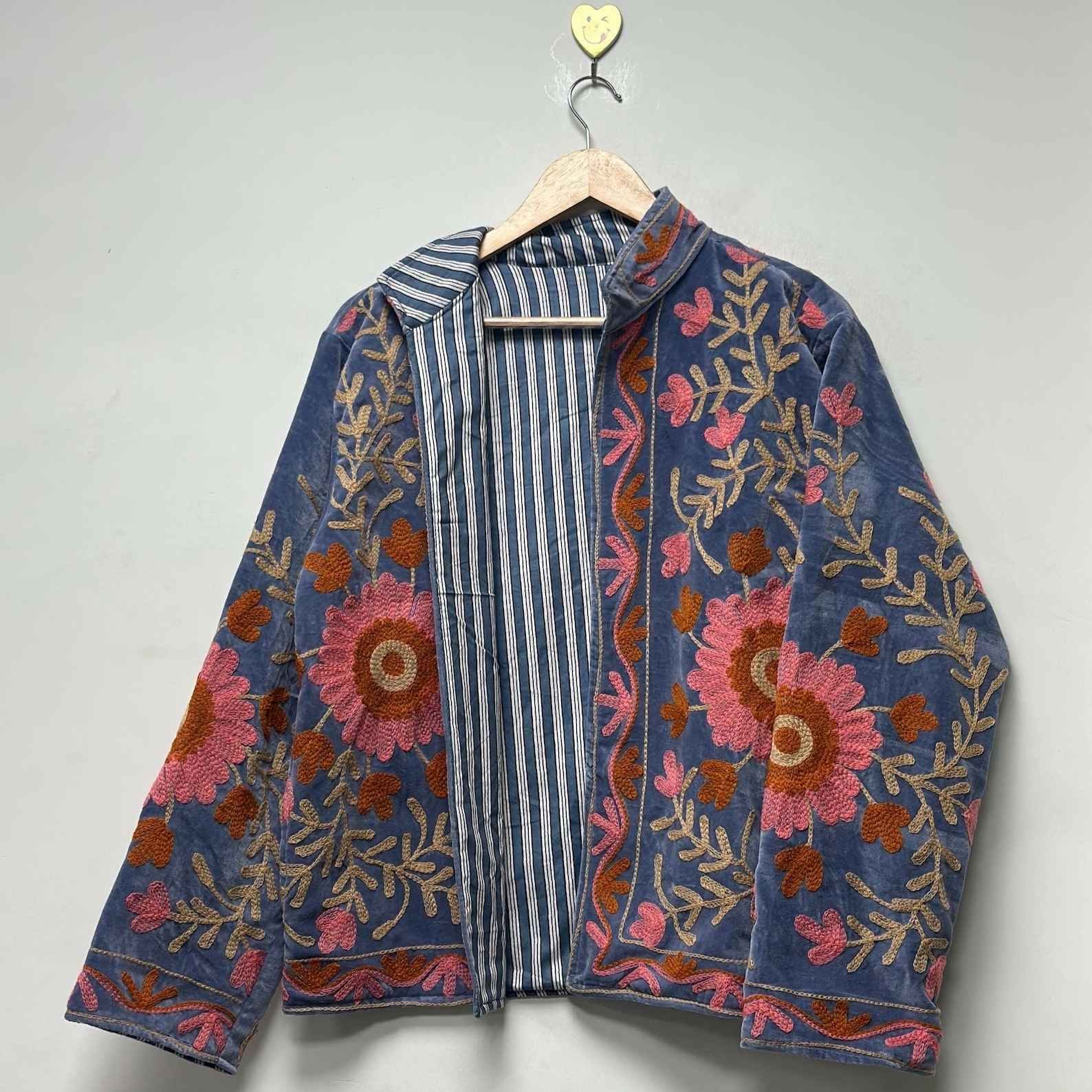 Floral Embroidered Velvet Suzani Jacket
