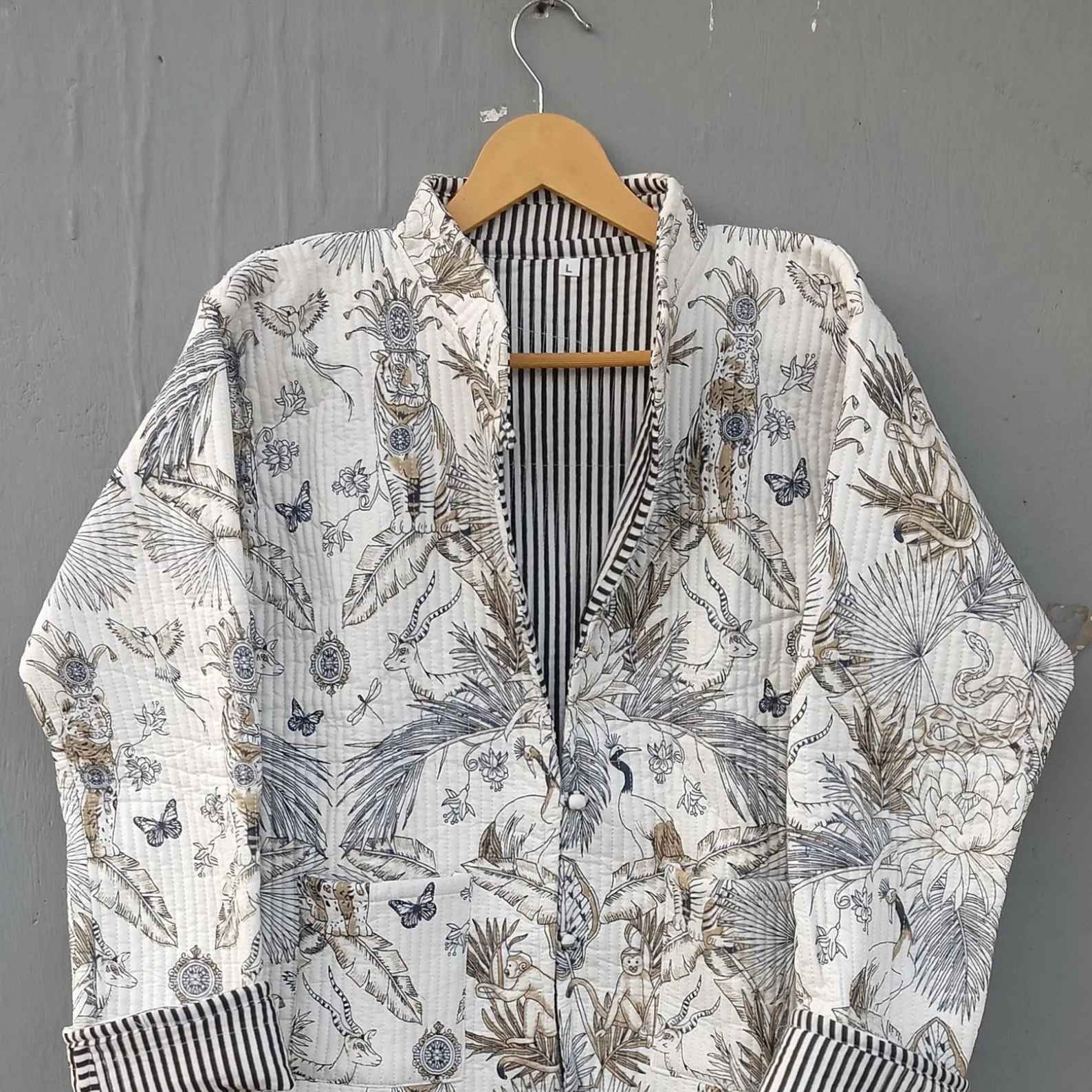 Handmade Block Print Quilted Jacket